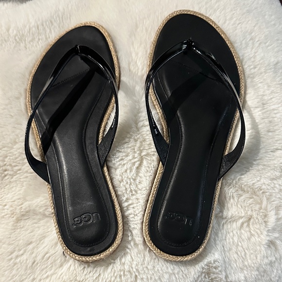 UGG Black leather flip flop. Size 8. Excellent condition. - Picture 4 of 6
